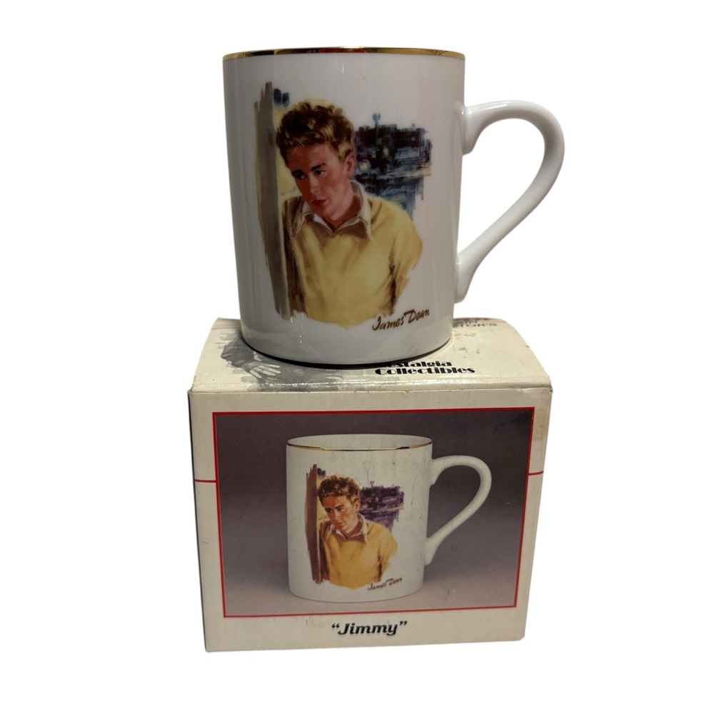 Vintage 1985 James Dean "Jimmy" Nostalgia Collectibes Porcelain Mug with Box